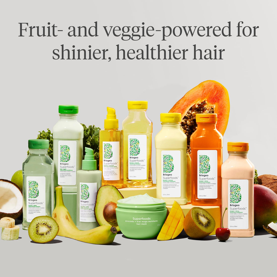 Briogeo Superfoods Mango + Cherry Hair Pack, Replenish Dull, Dry Hair and Balance Oil for Oily Hair, Controls Oil and Nourished All Hair Types and Textures, Vegan, Cruelty-Free, 2 x 12.5 fl oz