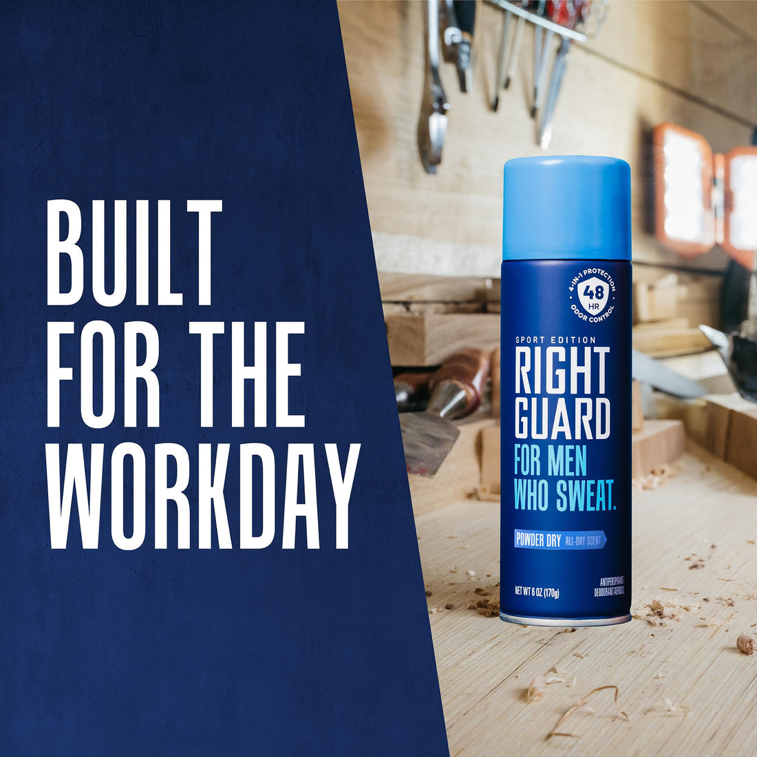 Right Guard Sport Powder Dry Scent Antiperspirant & Deodorant Spray - 4-in-1 Protection Spray Deodorant For Men, Blocks Sweat, 48-Hour Odor Protection, Quick-Drying, & Long-Lasting, 6oz (3 Pack)