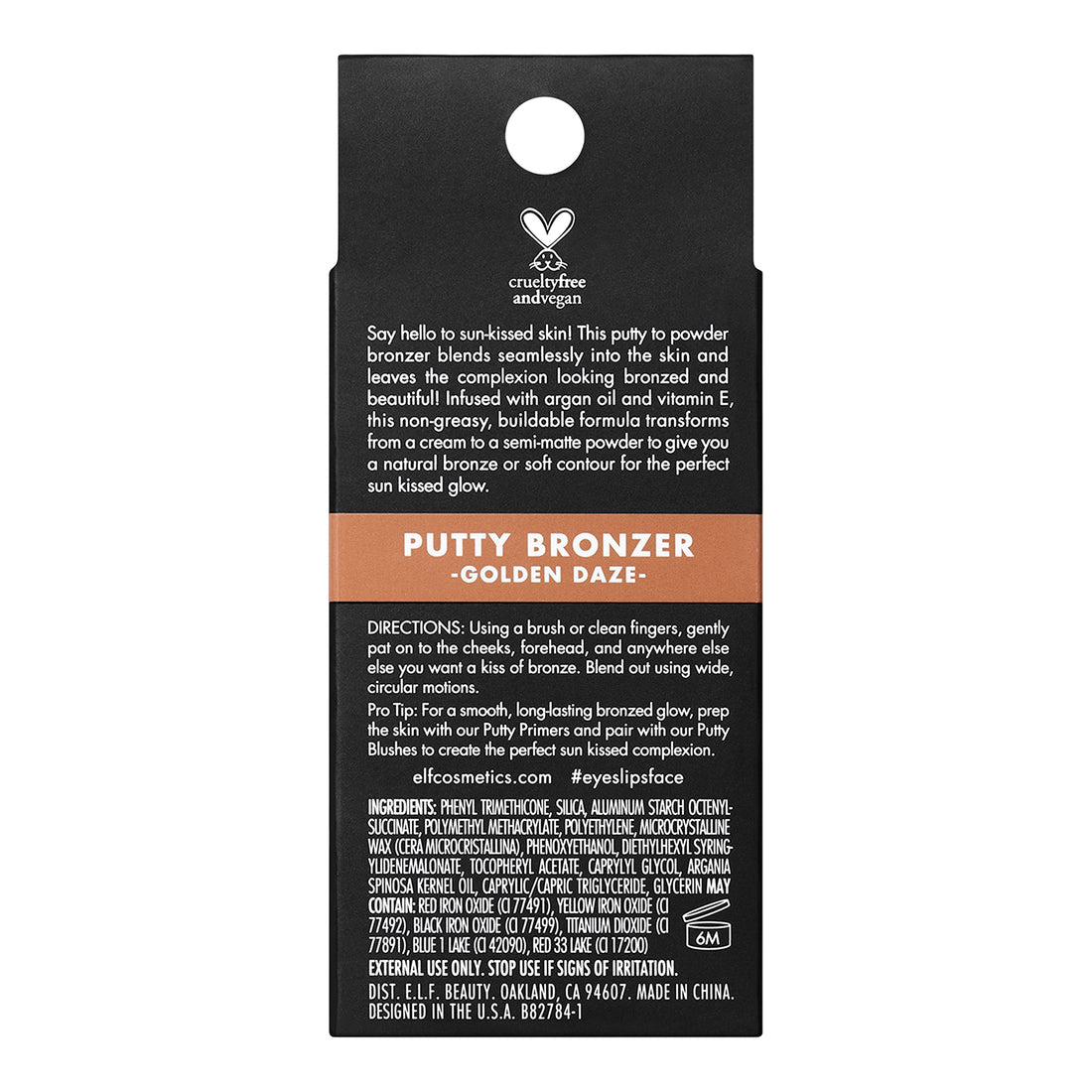 e.l.f. Putty Bronzer, Creamy & Highly Pigmented Formula, Creates a Long-Lasting Bronzed Glow, Infused with Argan Oil & Vitamin E, Golden Daze, 0.35 Oz (10g)