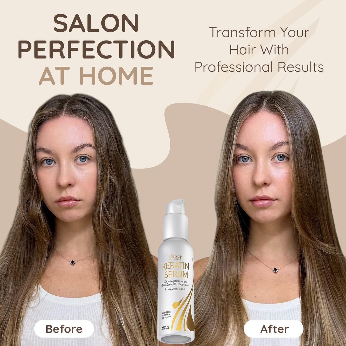 Vitamins Keratin Protein Hair Serum - Anti Frizz Control Hair Oil Repair Treatment - Hair Gloss Shine & Heat Protectant for Frizzy Dry Damaged Hair