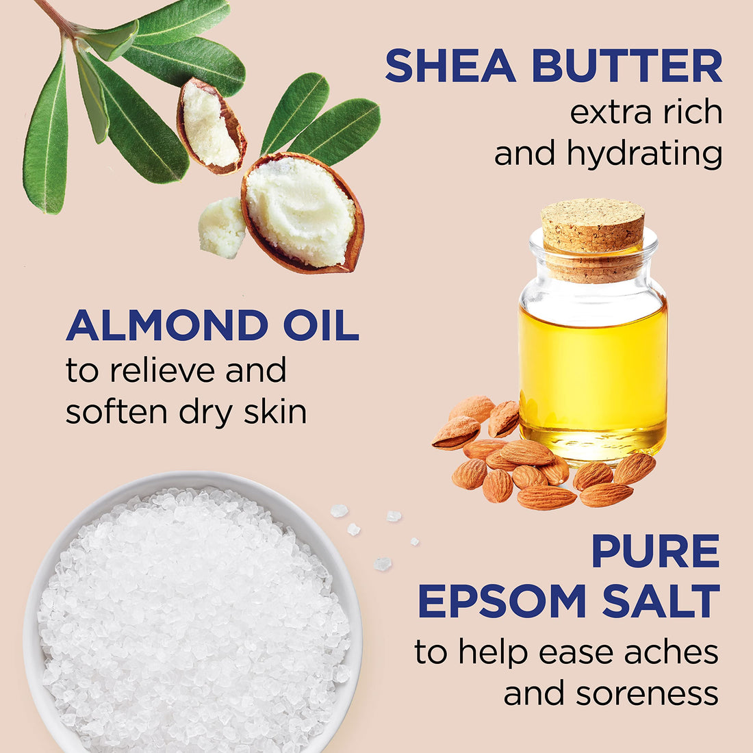 Dr Teal's Epsom Magnesium Salt Soak, Shea Butter & Almond, 3 lbs (Pack of 4)