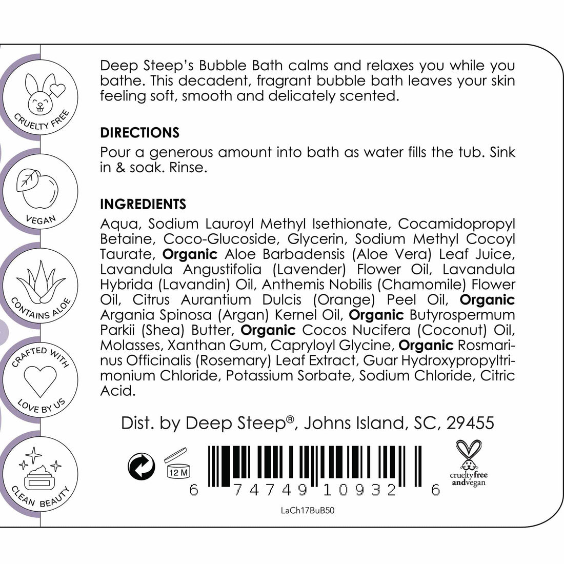 Lavender Chamomile: Deep Steep Bubble Bath, 17 Ounce (Pack Of 2) (Lavender Chamomile)
