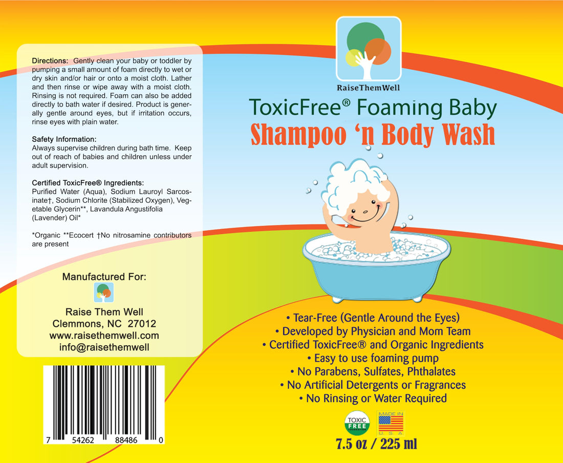 Raise Them Well ToxicFree® Foaming Baby Shampoo N' Body Wash | 7.5 fl oz
