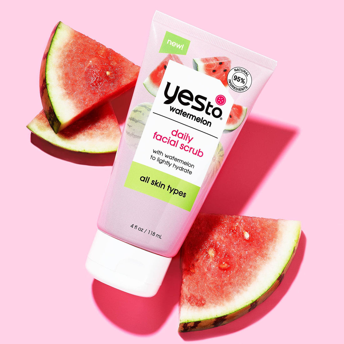 Yes To Watermelon I Daily Facial Scrub 4 Fl Oz I All Skin Types I Cleanse & Hydrate Skin I Vitamin C I Vegan I 98% Natural Ingredients