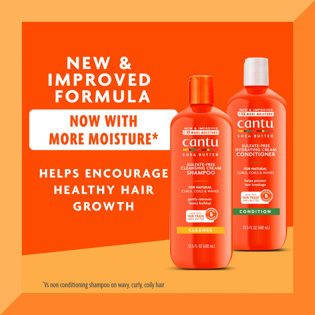 Cantu Sulfate-Free Cream Shampoo & Conditioner Bundle, 13.5 Fl Oz (Pack of 2)