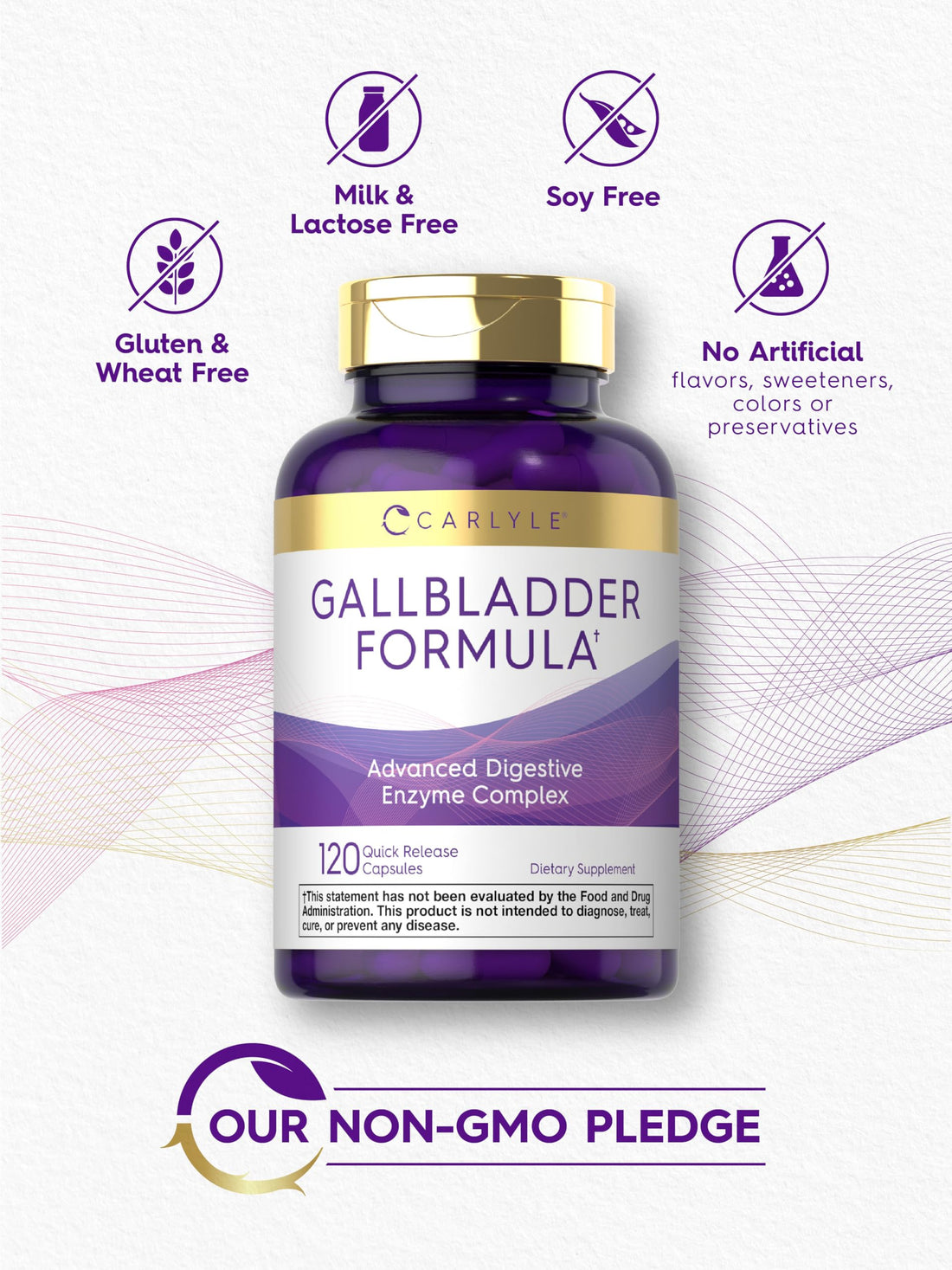 Carlyle Gallbladder Supplement | 120 Quick Release Capsules | Complete Digestive Enzyme Complex | Non-GMO & Gluten Free Formula