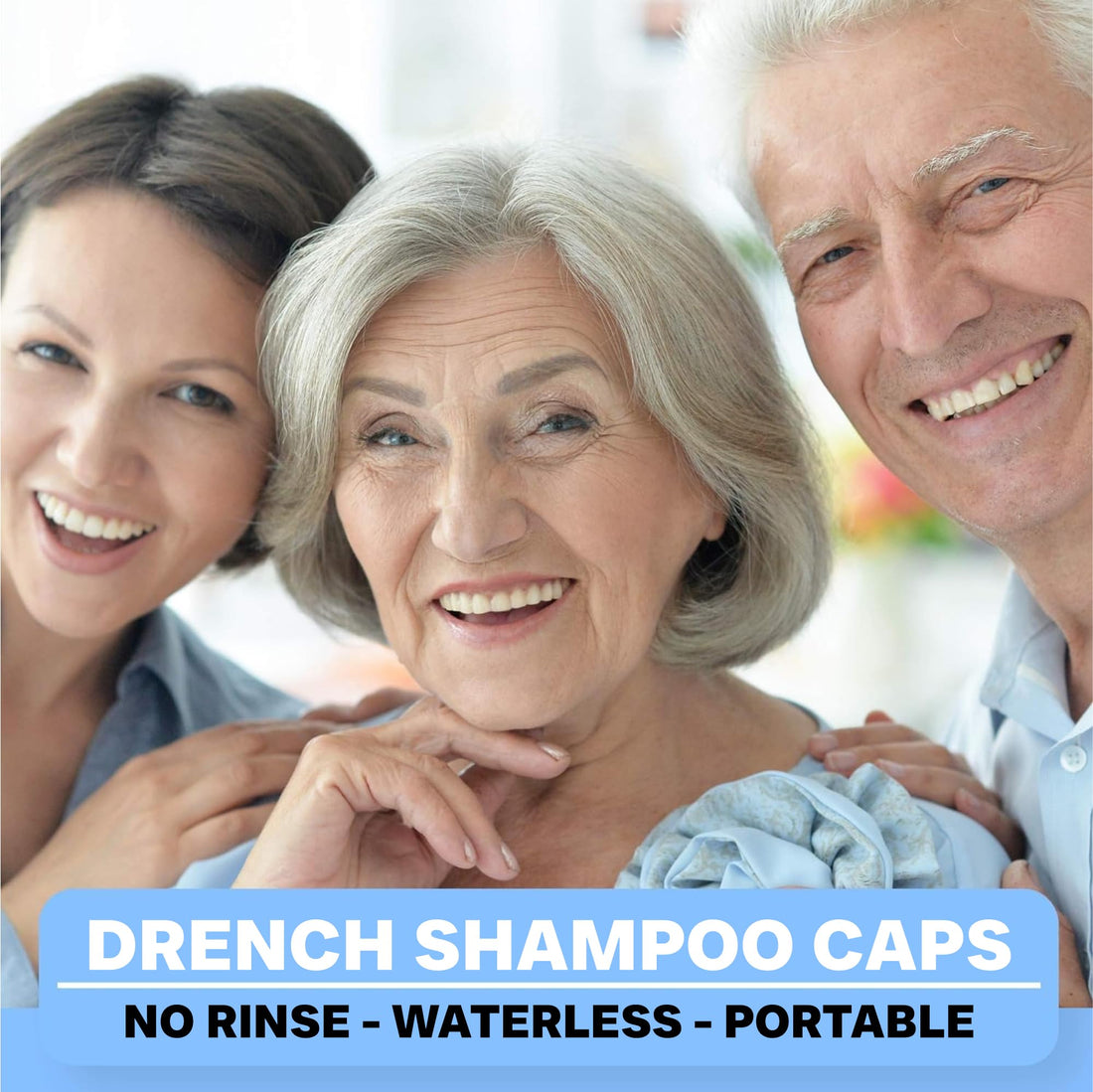 Drench No Water Hair Washing Cap - Waterless Shower Caps with Shampoo and Conditioner - Disposable Rinse Free Wash Aids - Ideal for Elderly and Disabled - Pack of 18