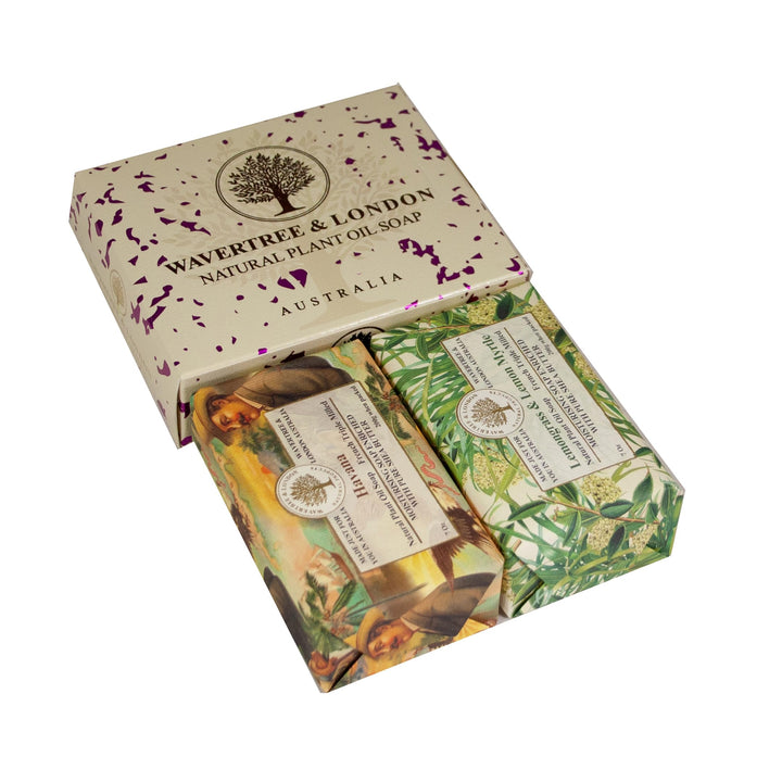 Wavertree & London Duo Gift Box (2 Bars) - 7oz Havana and Lemongrass & Lemon Myrtle Scented Triple Milled Natural Soap Bars - Pure Plant Oil Soap Bars for All Skin Types