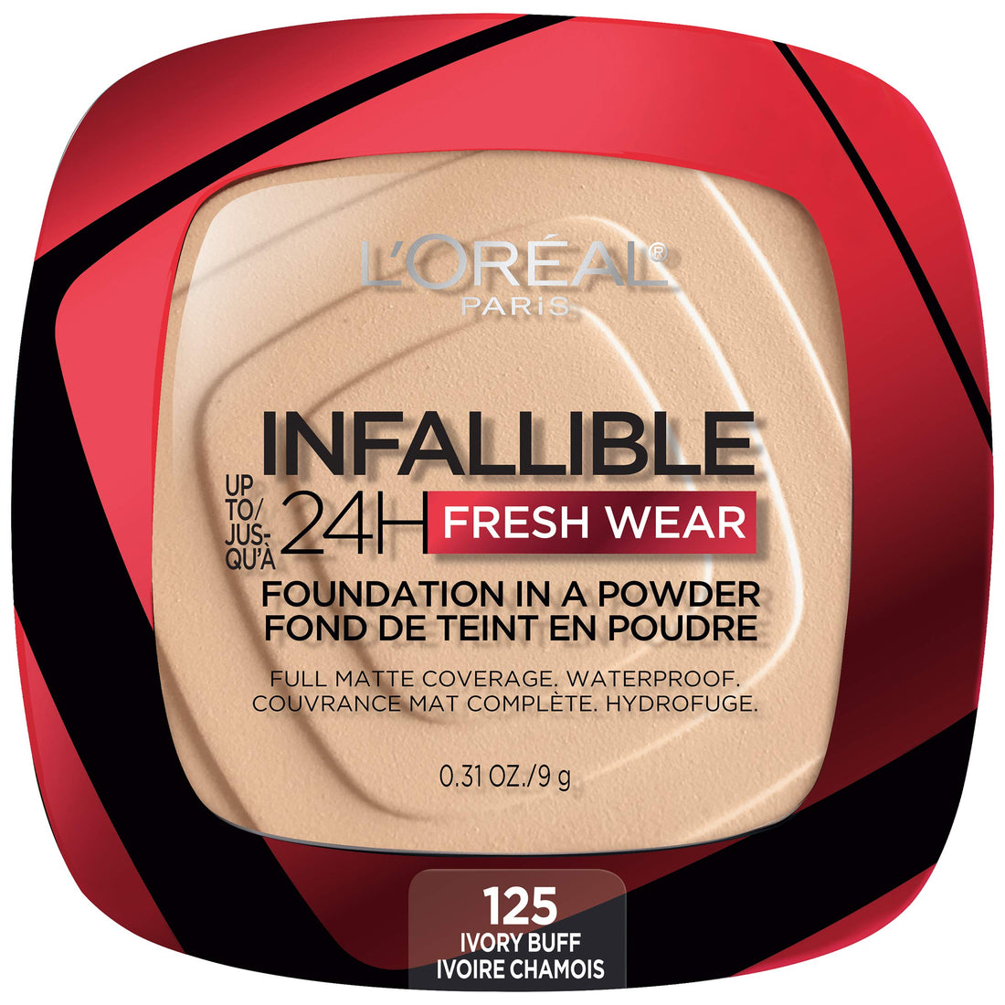 L'Oreal Paris Makeup Infallible Fresh Wear Foundation in a Powder, Up to 24H Wear, Waterproof, Ivory Buff, 0.31 oz.