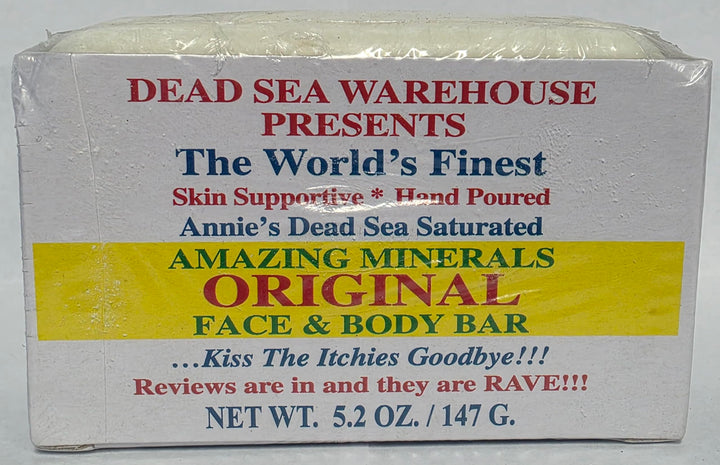 Dead Sea Warehouse – Amazing Minerals Original Face & Body Bar – 5.2 OZ – Dead Sea Salt Soap – All Natural – Soothes & Supports Healthy Skin – 2-Pack