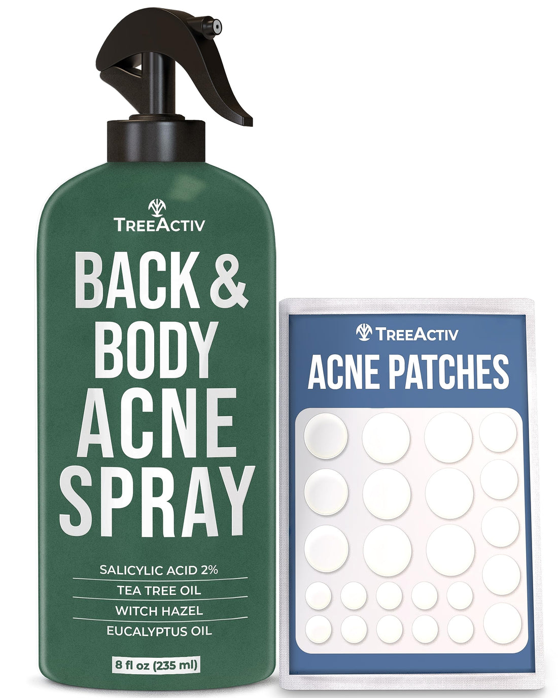 TreeActiv Body Acne Treatment Spray, 8 fl oz, 2% Salicylic Acid Spray for Body, Back Acne Treatment Spray with Tea Tree Oil and Aloe Vera, Gentle Back Acne Spray that Clears Body Acne, 2000+ Uses