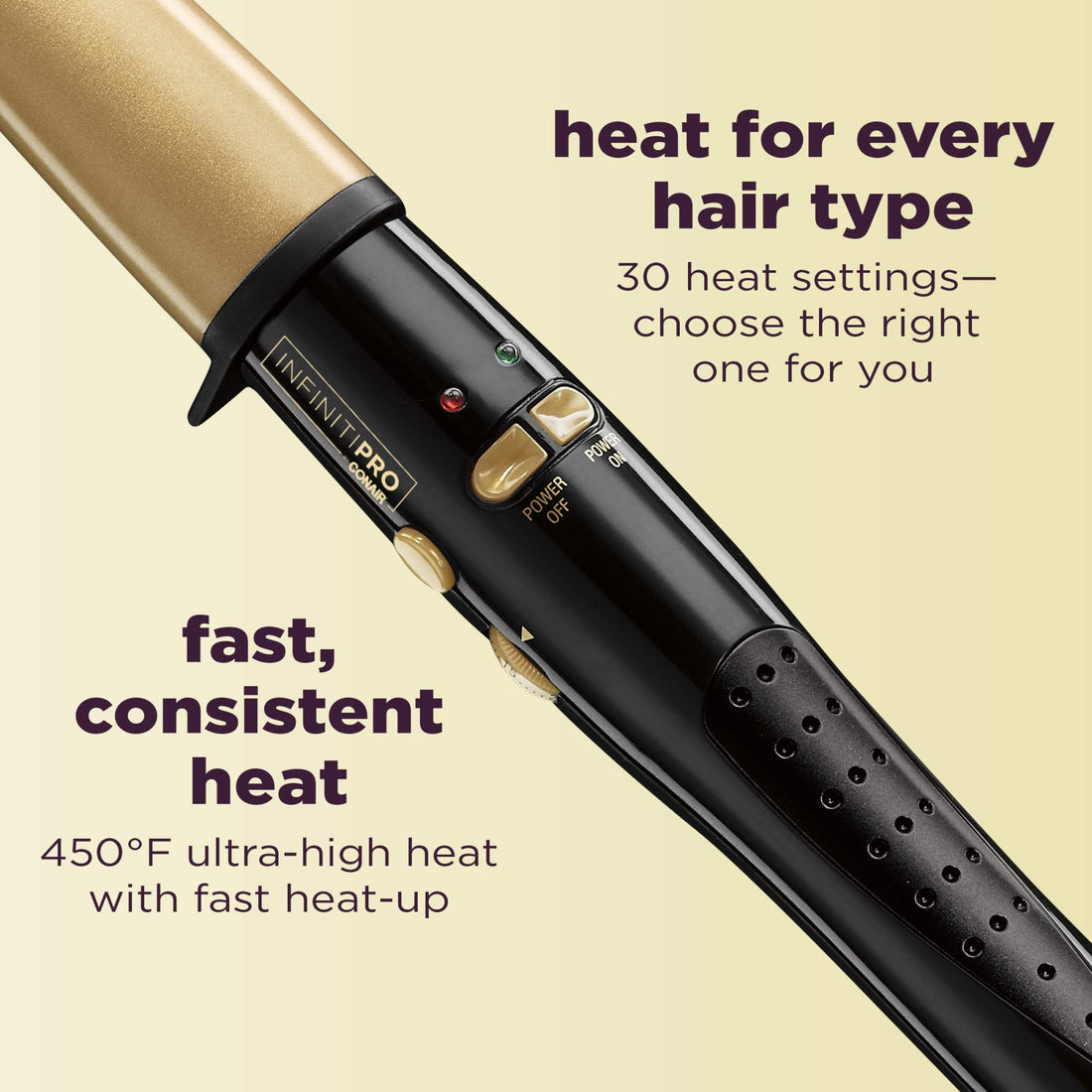 INFINITIPRO BY CONAIR Ultra-High Heat Tourmaline Ceramic Curling Wand; 1 1/4-inch to 3/4-inch Curling Wand