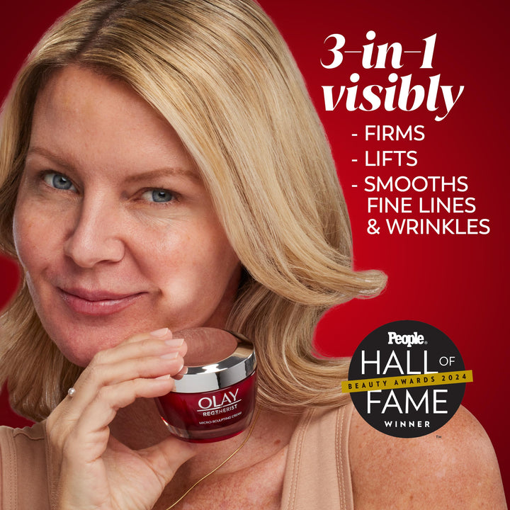 Olay Face Moisturizer, Regenerist Micro-Sculpting Cream for Women, Fragrance-Free - Hydrating, Anti-Aging, Anti-Wrinkle, Firming Skin Care - Hyaluronic Acid, Niacinamide, Amino Peptides, 1.7 Oz