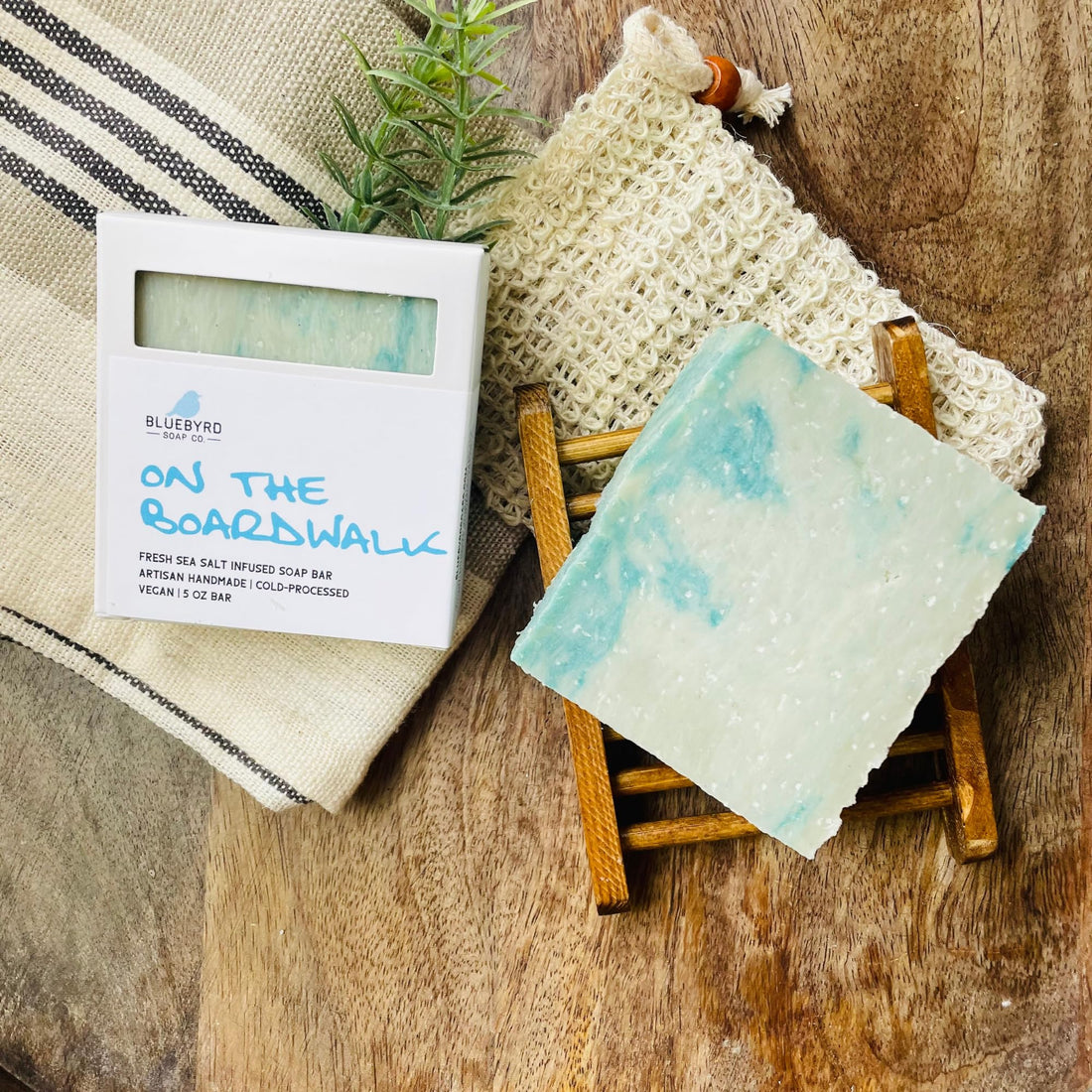 Bluebyrd Soap Co. Boardwalk Soap Bar for Kids | Handmade Artisan Soap Bar for Kids & Teens | Sea Salt Beach | Organic Olive Oil Soap, Organic Shea Butter | Vegan Natural Body Wash (Boardwalk)