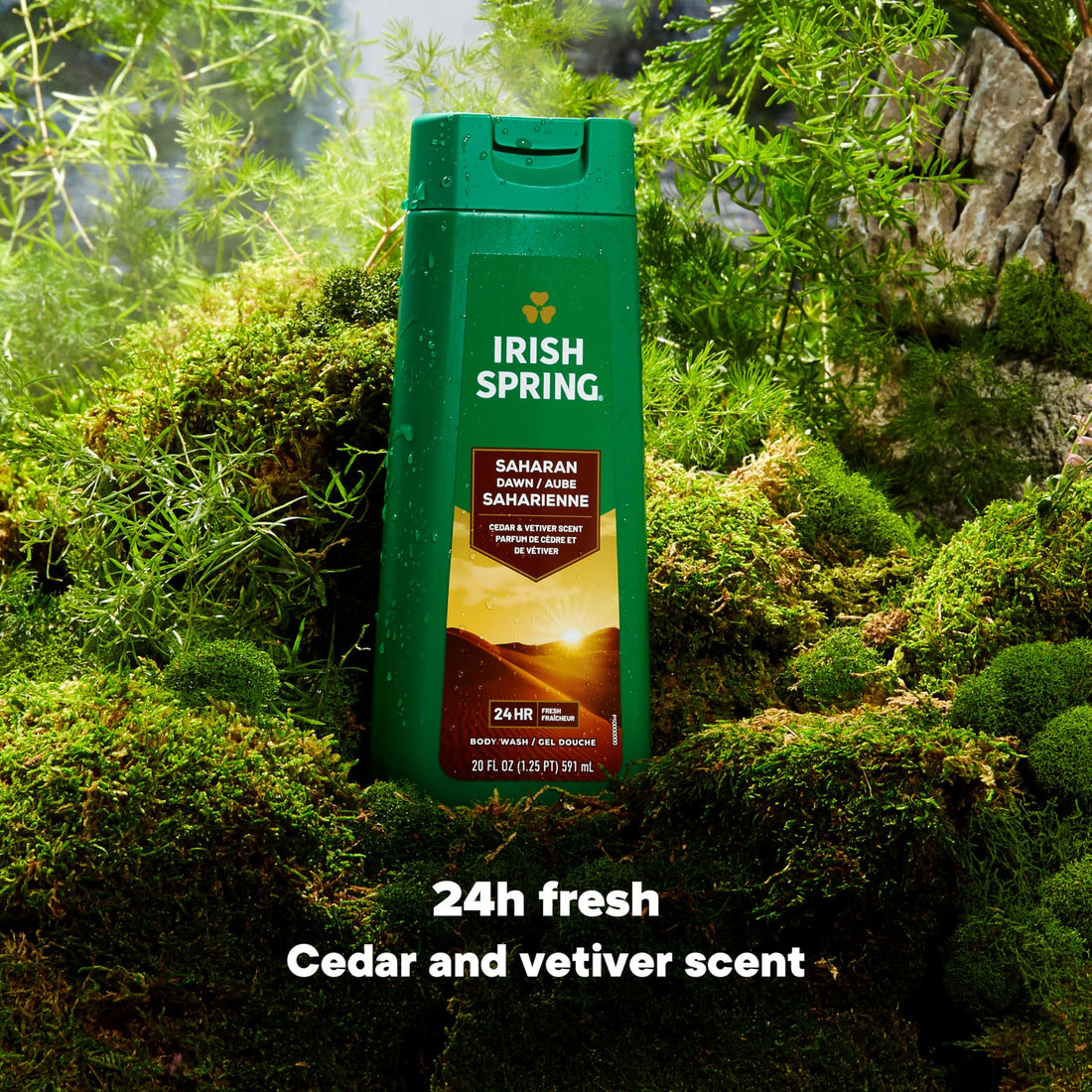 Irish Spring Saharan Dawn Moisturizing Body Wash for Men, 24 Hour Fresh, Face and Body Wash, Men’s Body Wash, Paraben Free, Cedar and Vetiver Scent, 20 fl oz Bottle (Pack of 4)