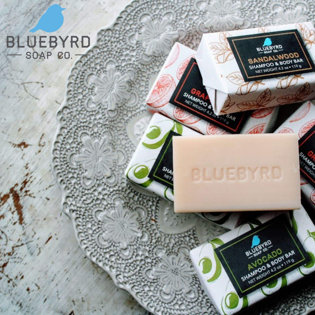 Bluebyrd Soap Co. Grapefruit Natural Shampoo Bar | Travel & Eco-Friendly Solid Hair Wash Bar for All Hair Types, Beard, Shaving | Paraben, Sulfate, Alcohol, & Plastic Free | Vegan 4.2oz (GRAPEFRUIT)
