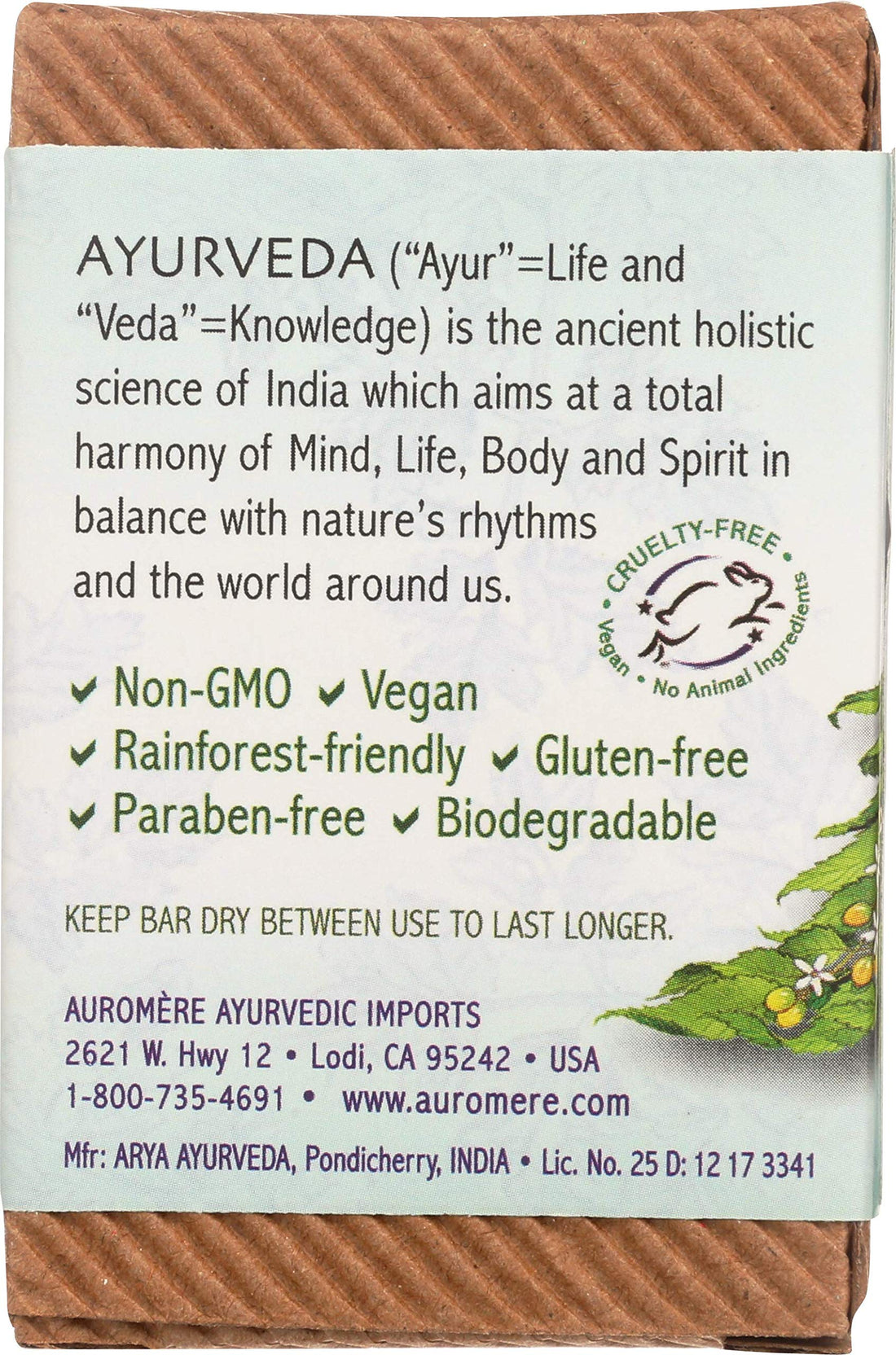 Auromere Ayurvedic Bar Soap Tulsi Neem 2.75 oz ( Multi-Pack)