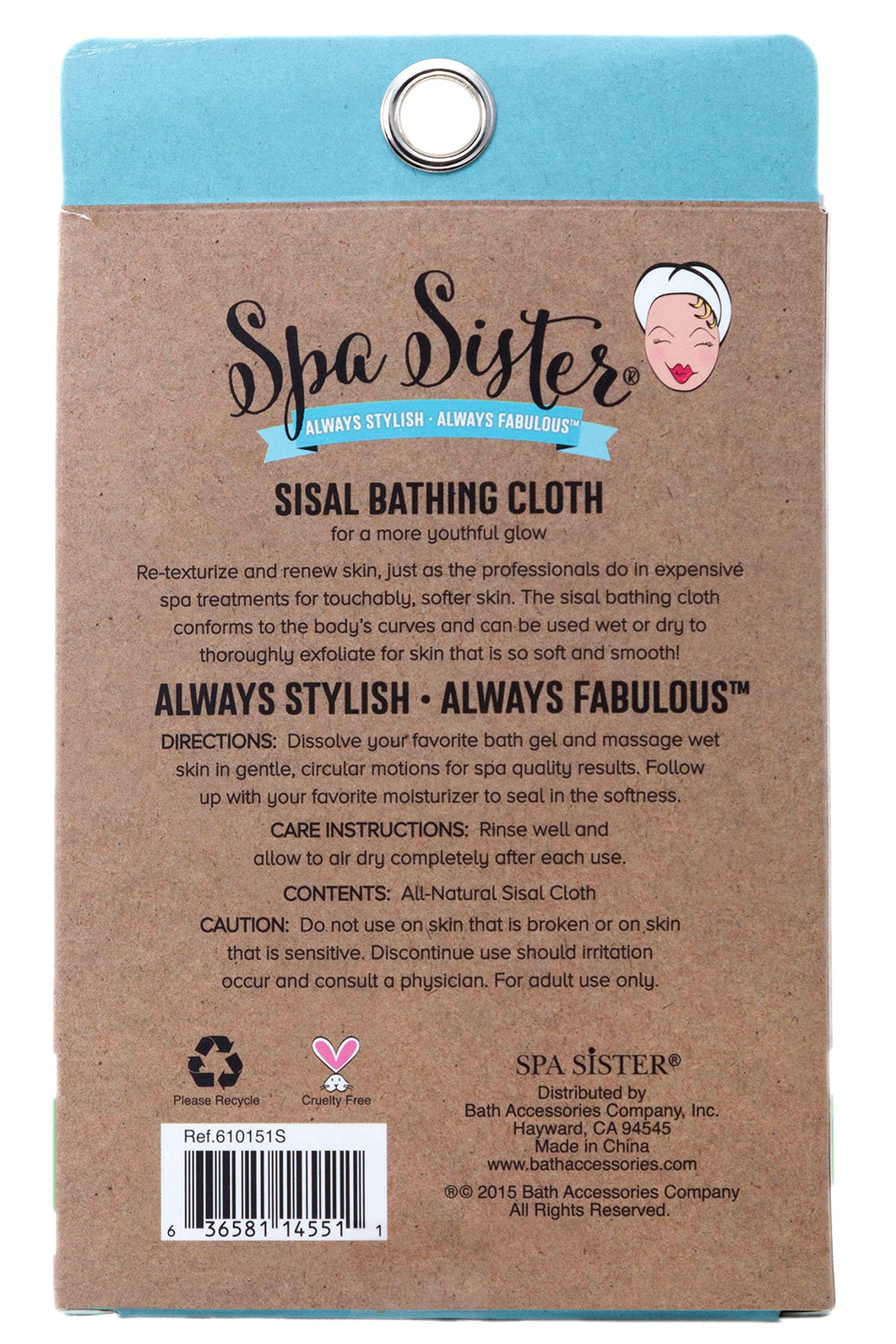 Spa Sister Naturals Sisal Bathing Cloth, 1-pack