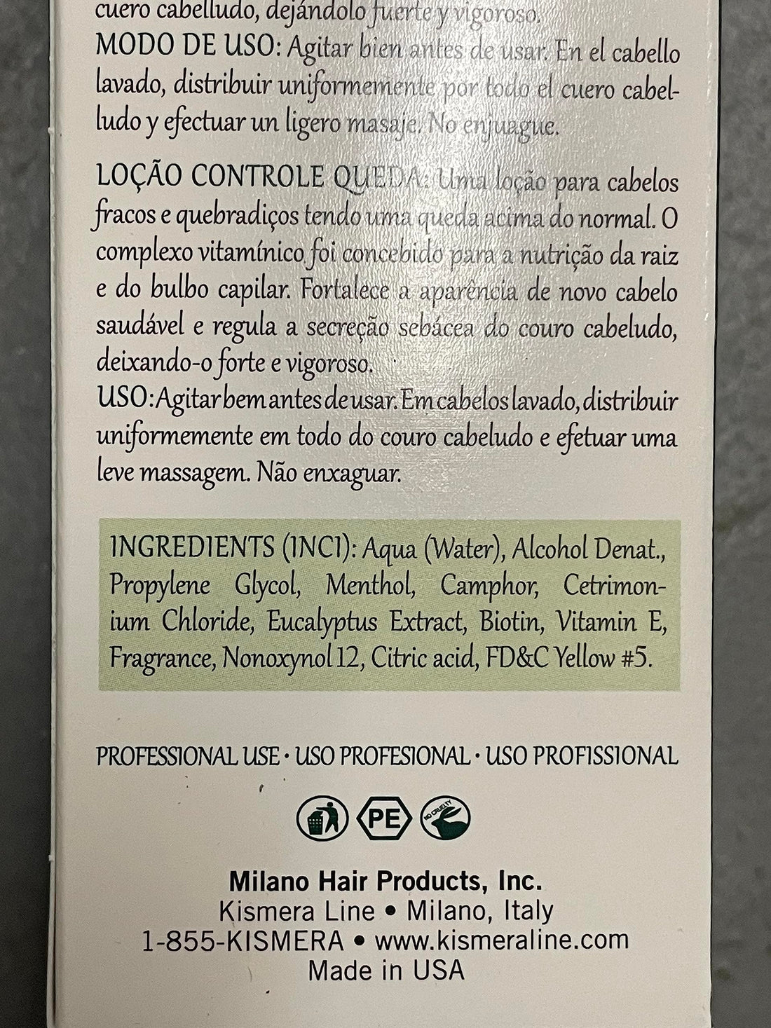 Kismera (NEW KUZ) Hair Loss Control Lotion w/eucalyptus extract 4oz