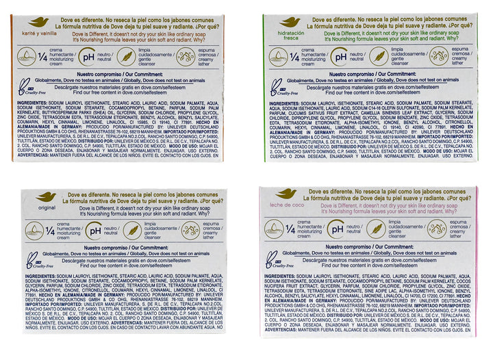 Dove, Beauty Bar Soap Variety Pack of 12, Go Fresh, Shea Butter, Coconut Milk, White - 135g, 56.4 Ounce