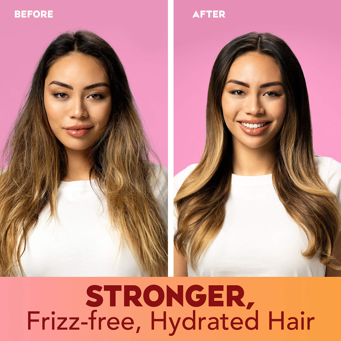 OGX Frizz-Free + Keratin Smoothing Oil Shampoo, 5 in 1, for Frizzy Hair, Shiny Hair, 13 Fl Oz