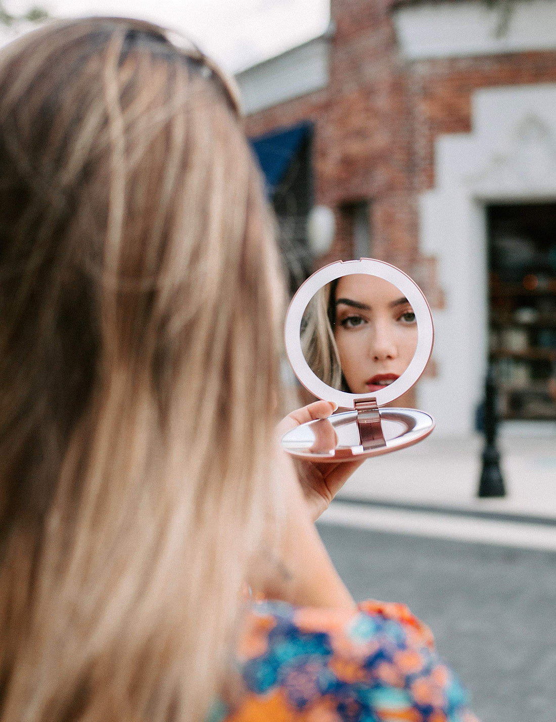 Fancii LED Lighted Travel Makeup Mirror, 1x/10x Magnification - Daylight LED, Compact, Portable, Large 5 Wide Illuminated Folding Mirror (Lumi) Rose Gold
