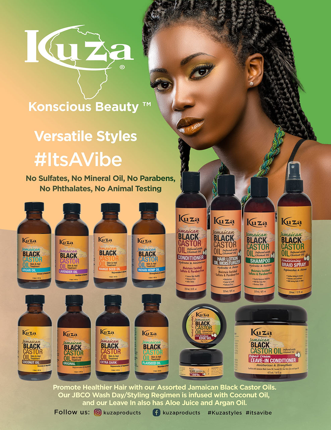 KUZA Jamaican Black Castor Oil Repair Cream Leave-In Conditioner 16 oz