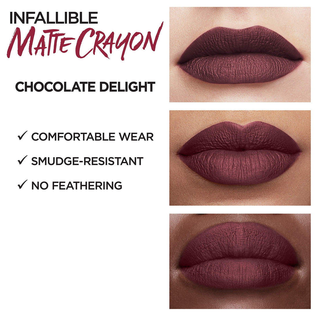 L’Oréal Paris Infallible Matte Lip Crayon, Chocolate Delight (Packaging May Vary)
