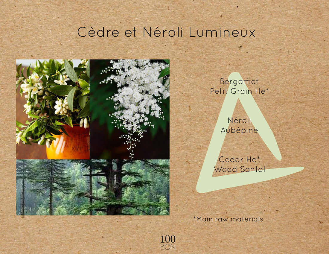 100BON Cedre & Neroli Lumineux Unisex Fragrance – Neroli & Cedar Fragrance for Women & Men – Soothing Organic Fragrance with Sensual, Light & Woody Fragrance - 100% Natural Fragrance Sp
