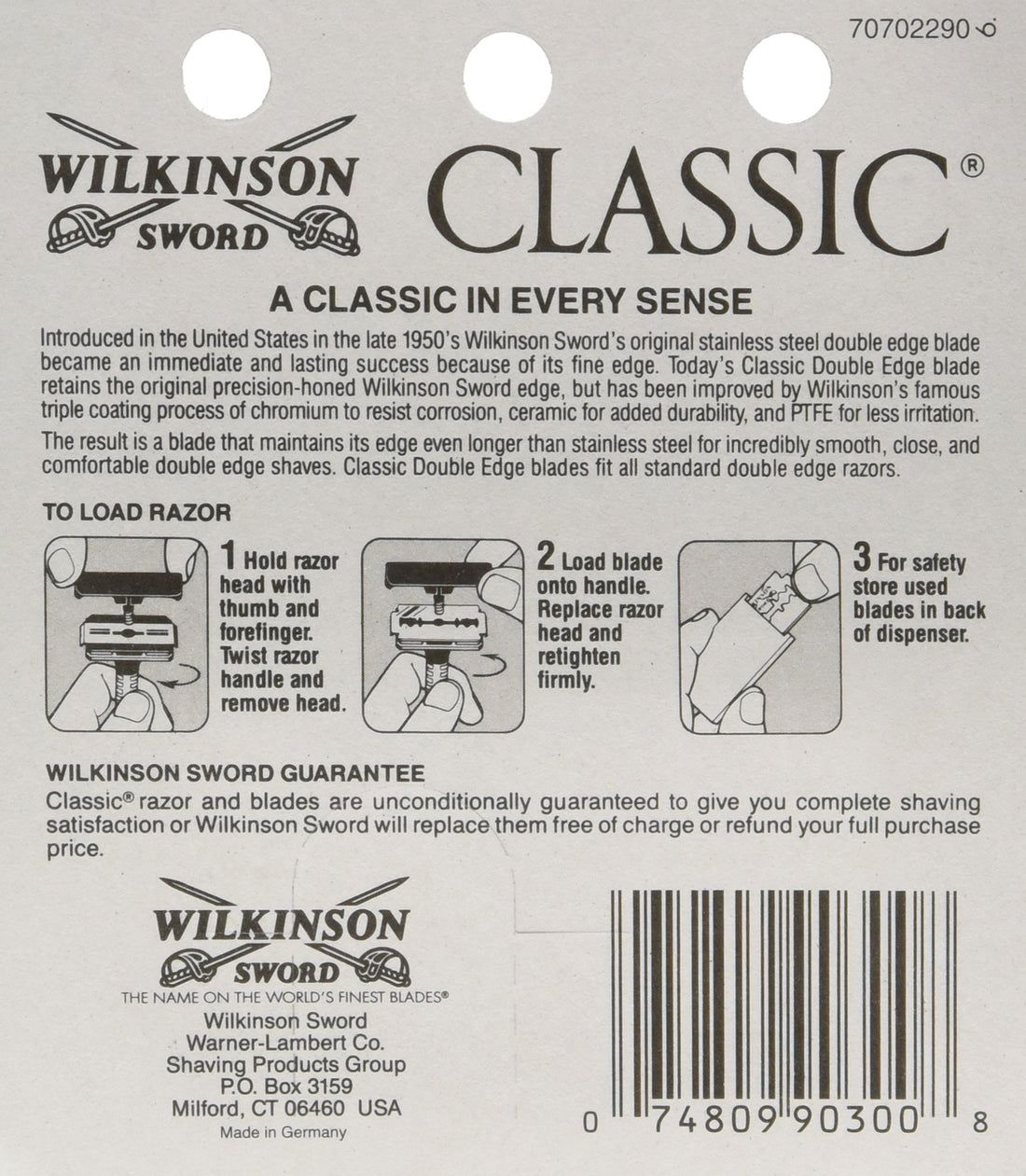 Wilkinson Sword Classic Stainless Steel Double Edge Razor Blades 5 Count (Pack of 20)
