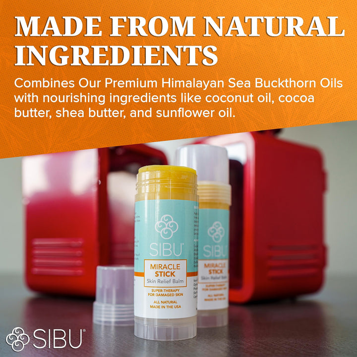 sibu Miracle Stick, Made with Premium Himalayan Sea Buckthorn (1-Year Supply) – Great for Dry Skin, Bug Bites, Sunburn, Windburn, and Chafing