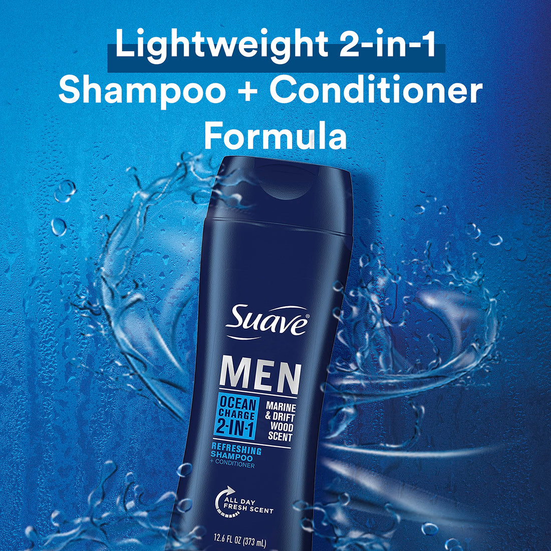 Suave Men 2 in 1 Shampoo and Conditioner Ocean Charge 12.6 Fl Oz (Pack of 6)