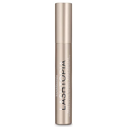 bareMinerals Lashtopia Mega Volume Mineral-Based Black Mascara, 10X More Volume, Whipped Mousse-Like Formula, Fanned-Out Fullness, Nourishes & Conditions Lashes, Clump- & Flake-Resistant, Vegan