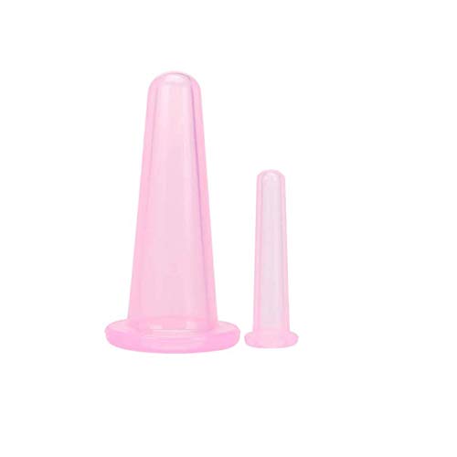 Aeyistry 4Pcs Cupping Facial Set for Face and Eye Cupping Massage, Facial Cupping Set Silicone Cups with Exfoliating Brush for Face Neck Skin (2 Small&2 Large, Pink)