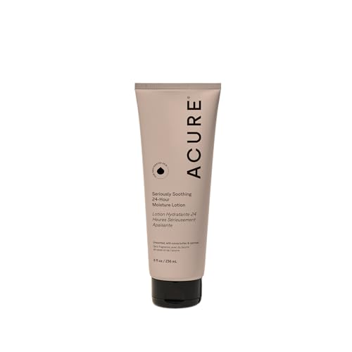 Acure 24HR Moisturizing Lotion - Soothing & Hydrating Unscented Body Lotion with Cocoa Butter & Colloidal Oatmeal - All Natural Moisturizer for Dry and Sensitive Skin - Vegan, Fragrance-Free, 8 Fl Oz