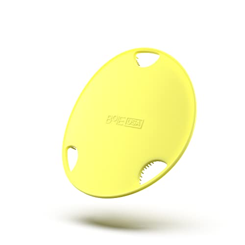 Boie USA Flat Body Scrubber - Soft Silicone-Like Exfoliating Shower Scrubber & Body Cleansing Brush - Stick-to-Wall Loofah Replacement - Body Exfoliator for All Skin Types - Yellow