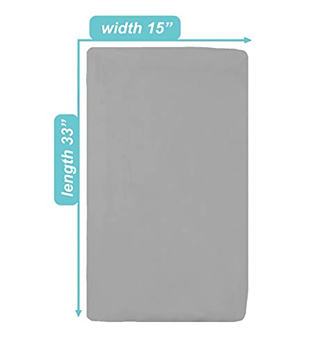 American Baby Company 15 x 33 Fitted Bassinet Sheet, 100% Natural Cotton Jersey Knit, Grey, Soft Breathable, for Boys and Girls, Pack of 2