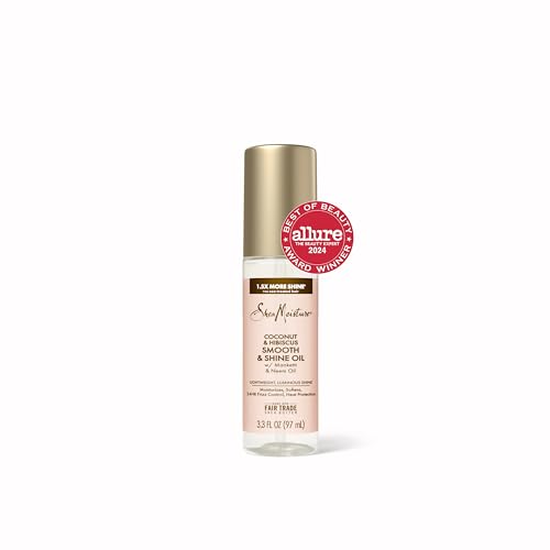 Shea Moisture Smooth & Shine Oil Coconut & Hibiscus for Lightweight, Luminous Shine, 3.3 oz