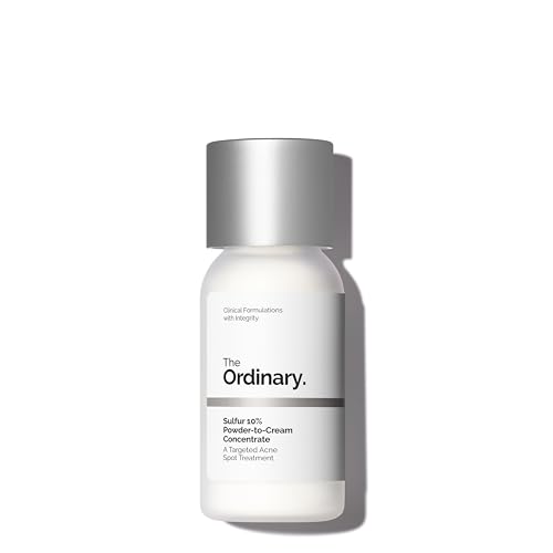 The Ordinary Sulfur 10% Powder-to-Cream Acne Spot Treatment Concentrate, Reduces Pimple Size and Zit Redness, 0.18 Oz