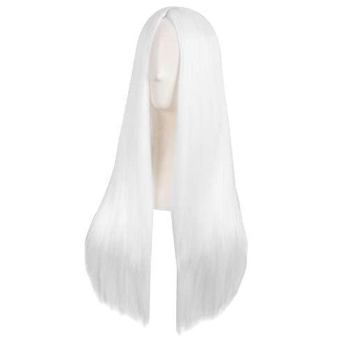 MapofBeauty 28 Inch/70cm Women Special Natural Long Straight Synthetic Wig (White)