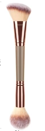 UAIAGM Dual-ended Makeup Brushes for Contouring Blending and Bronzing Angled Foundation Brush and Concealer Brush Premium Luxe Hair for Flawless Application of Liquid Cream and Powder Makeup(Brown)