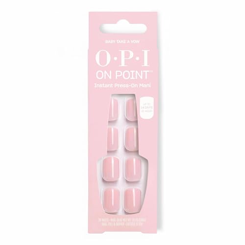 OPI On Point Baby Take a Vow | Short Squoval Nude Pastel Pink Press On Nails | With Nail Glue | Long Lasting, Reusable, Non-damaging