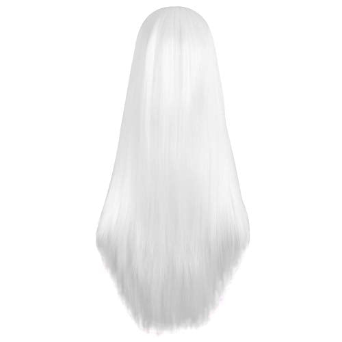 MapofBeauty 28 Inch/70cm Women Special Natural Long Straight Synthetic Wig (White)