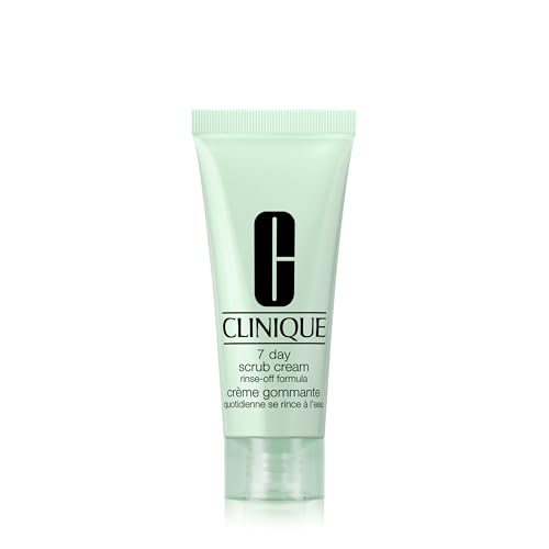 Clinique 7 Day Daily Gentle Face Exfoliator Lightweight Scrub Cream With Silica For All Skin Types, Mini Travel Size, 0.5 Fl Oz