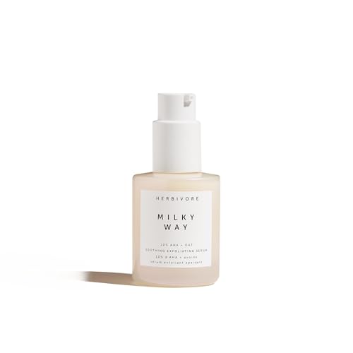 HERBIVORE Milky Way 10% AHA + Oat Soothing Exfoliating Serum – Multitasking Instant Glow Formula with Ceramides & Hyaluronic Acid, Plant-based, Vegan, Cruelty-free, 30mL / 1 oz