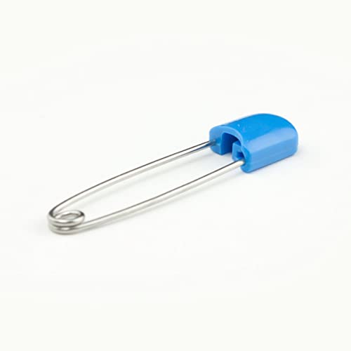 OsoCozy Diaper Pins - (Blue) - Sturdy, Stainless Steel Diaper Pins with Safe Locking Closures - Use for Special Events, Crafts or Colorful Laundry Pins