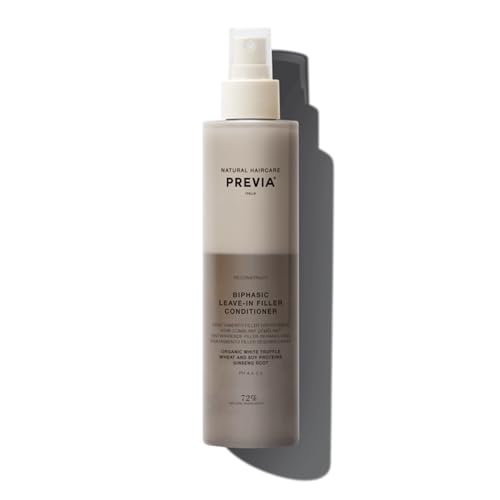 PREVIA Hydrating Leave-in Conditioner Spray with White Truffle Extract - Reconstructive Biphasic Detangling Treatment for Damaged, Dry, and Brittle Hair - Tames Frizz & Controls Static 6.7Floz
