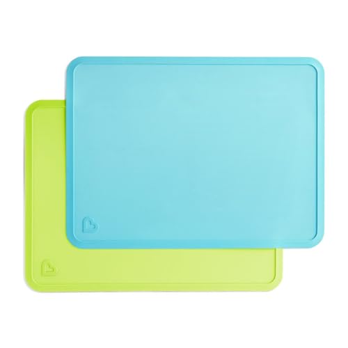 Munchkin® Spotless™ Silicone Placemats for Kids, 2 Pack, Blue/Green