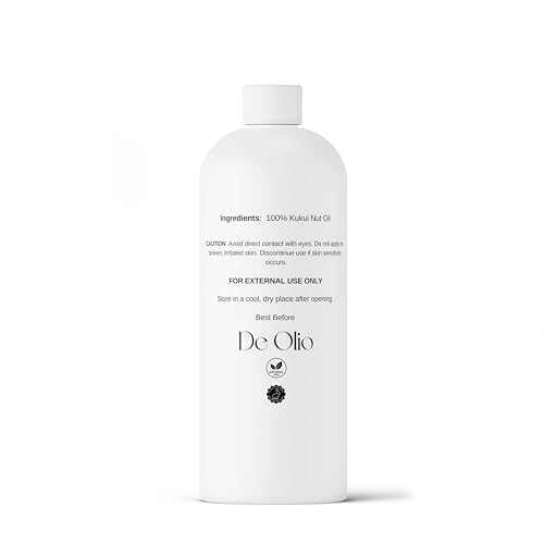 De Olio | Kukui Nut Oil | 100% Pure & Natural | Imported from Hawaii | Cold Pressed | Carrier Oil for Skin, Face, Hair, Soap Making | 32fl. oz. (946 mL)