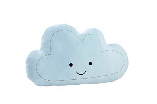 NoJo Little Love - Plush Happy Cloud Shaped Decorative Pillow, Decorative Nursery Pillow, Playroom Décor, Cute Throw Pillows, Blue, Silver